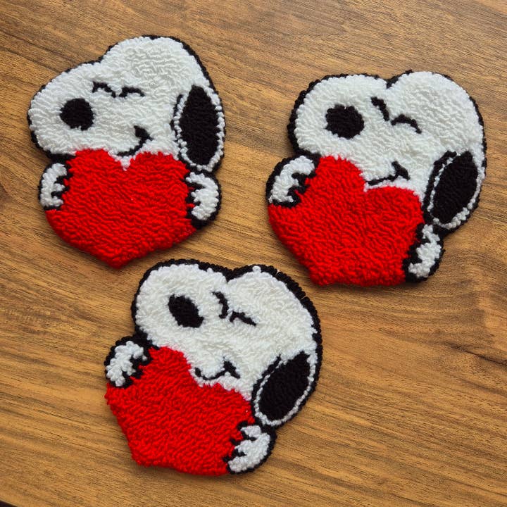 despinacrafting - Vente Sous-verre - Sous-verre Snoopy en punch needle, tapis de tasse