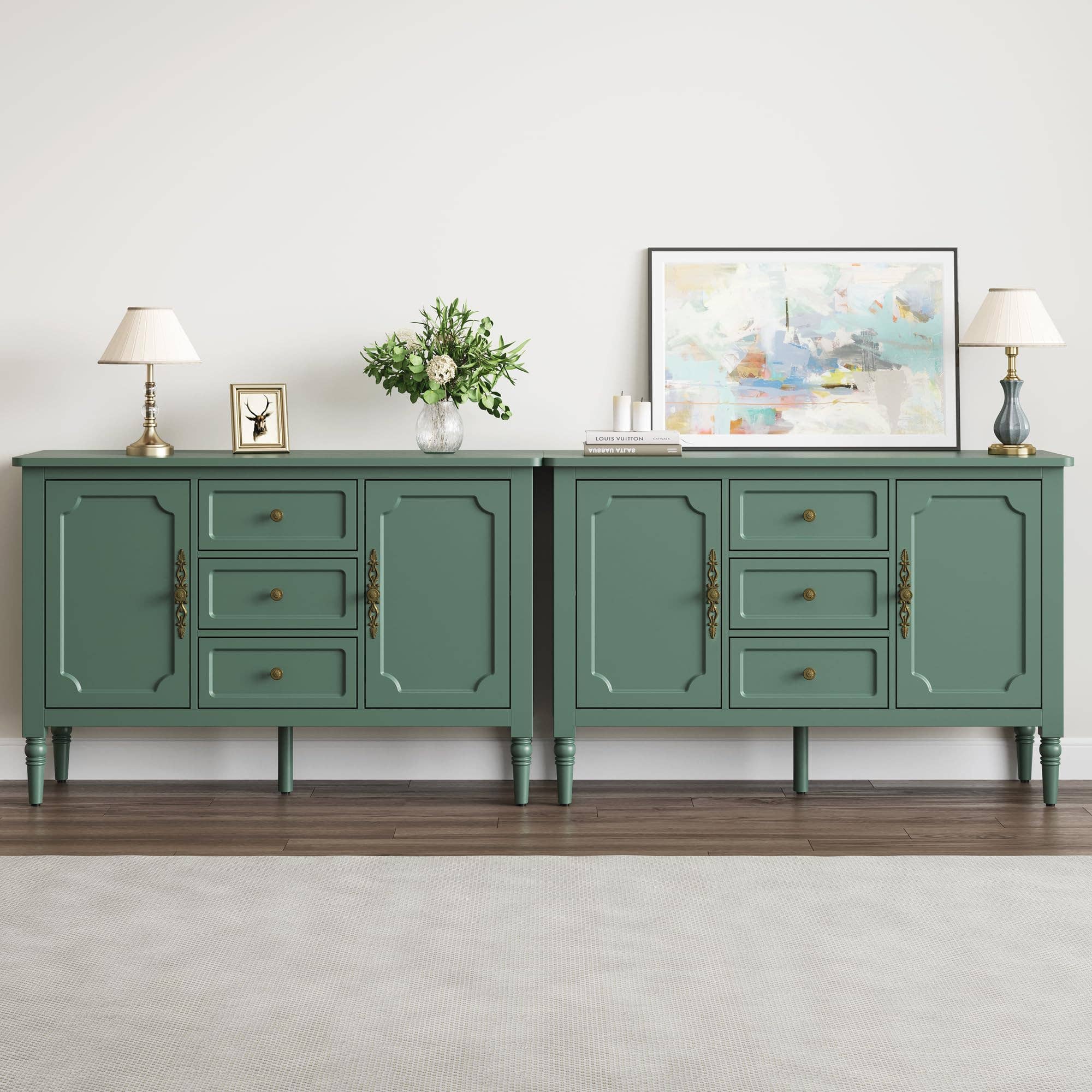 Heynemo - Wholesale Cabinet - Mid-Century Storage Cabinet with 2 Doors & 3 Drawers, Green5