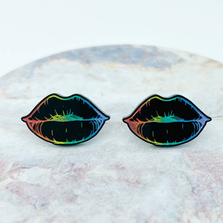 Pride Rainbow Lip Studs for wholesale by Born 2 Blossom Designs
