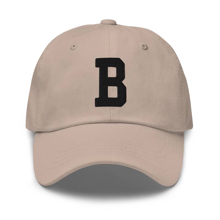 B Alphabet Varsity Letter Embroidered Dad Hat | Black Thread for wholesale by CRE PYT