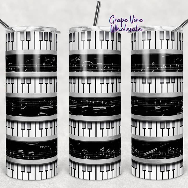 Piano Notes & Keys Color block 20oz Tumbler for wholesale by GrapeVineWholesale