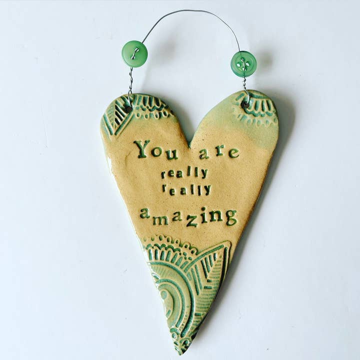Ceramic Hanging Heart, 'You are Amazing' Gift, Made in Wales for wholesale by Love & Lovelier