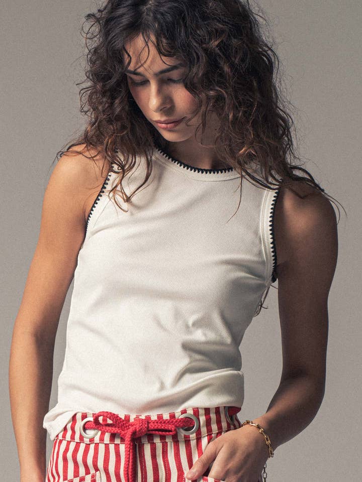 Urban Daizy - Wholesale Tank Top - Women's - Contrast Trim Ribbed Minimalist Statement Tank Top8