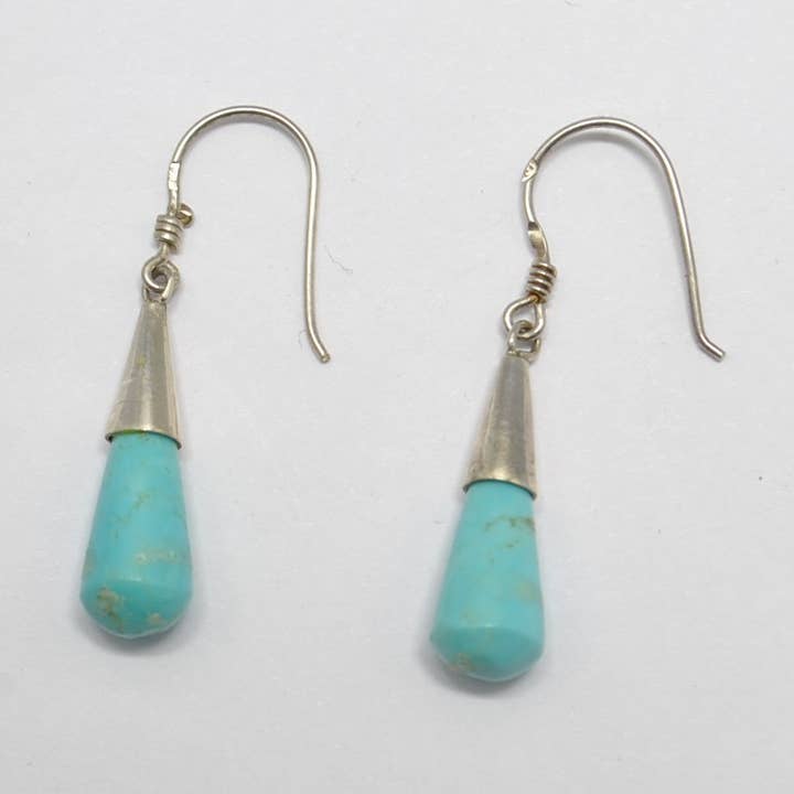 Drop turquoise earrings and 925 silver for wholesale by Iroquoise