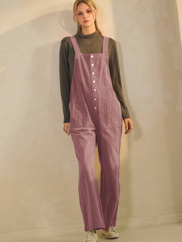 Salopette en jean à boutons imprimé à pois pour la vente par Oddi