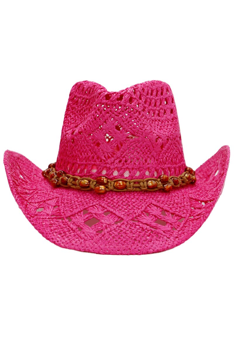 Cap Zone - Wholesale Cowboy Hat - Women's - Beaded Crochet Crushable Straw Cowboy Hat5