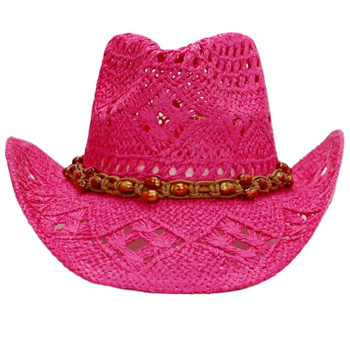 Cap Zone - Wholesale Cowboy Hat - Women's - Beaded Crochet Crushable Straw Cowboy Hat5