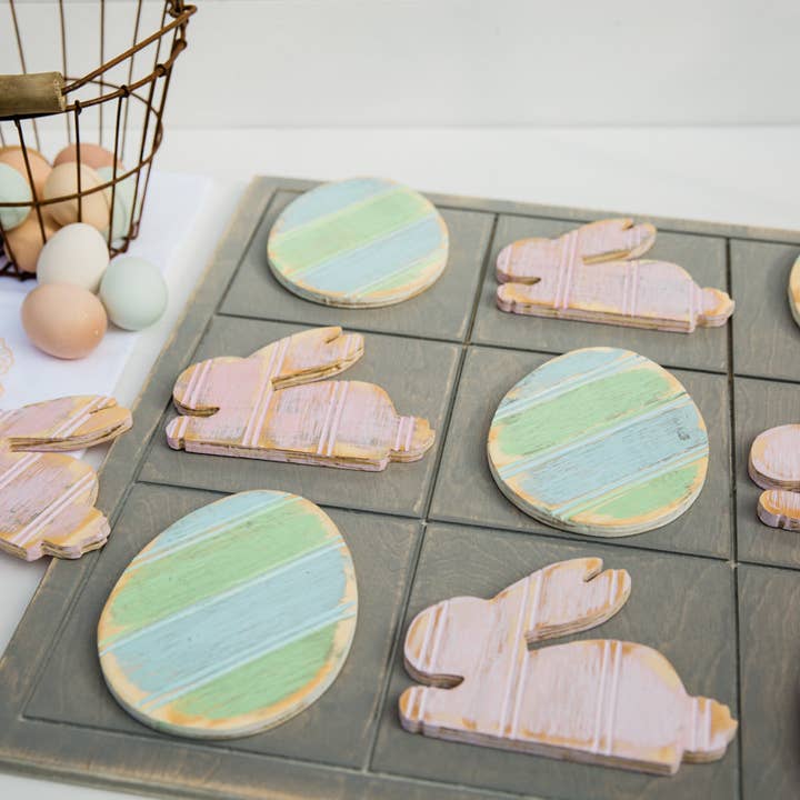 Juego de madera Tic-Tac-Toe, conejos/huevos para venta al por mayor de Grace Graffiti