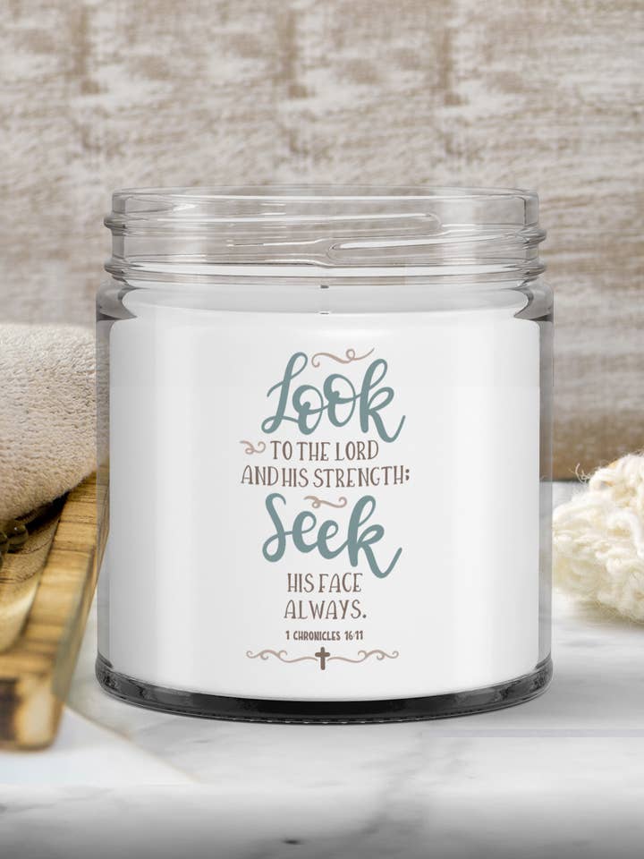 1 Chronicles 16-11 Scripture Soy Candle︱Bible Verse Candle︱All Natural Soy︱ Phthalate-Free ︱100% Soy Candle︱Gospel Candle ︱Scented Candle︱Wax Melt for wholesale by Sunday Treasures/ Royally Pampered