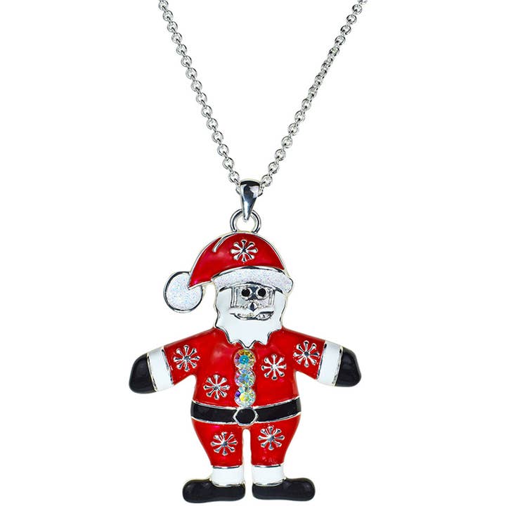 Santa Surprise Necklace (Sterling Silvertone) for wholesale by Kirks Folly