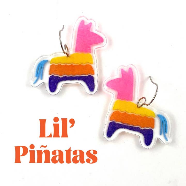 1.5" Colorful Lil' Pinata Acrylic Dangles - Cinco de Mayo Earrings for wholesale by Doohickies