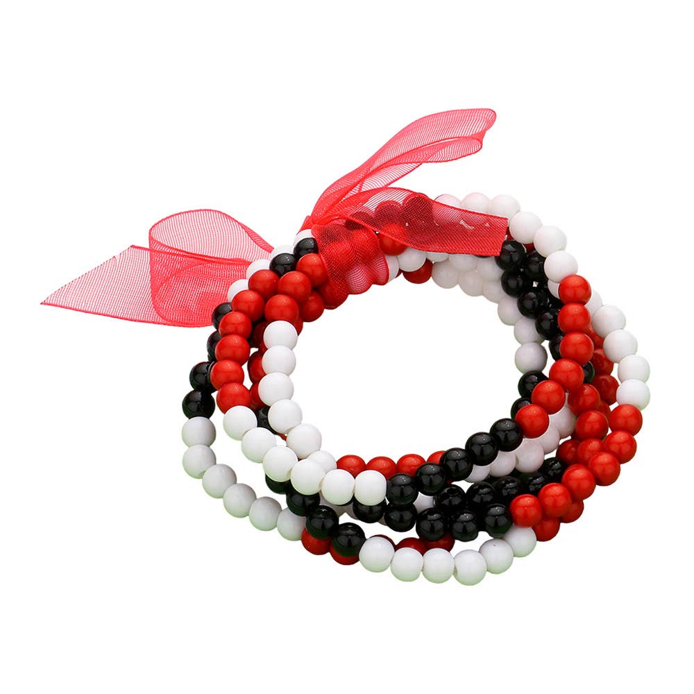 Sensibling Corp. - Wholesale Beaded Bracelet - 6PCS - Game Day Beaded Stretch Bracelets5