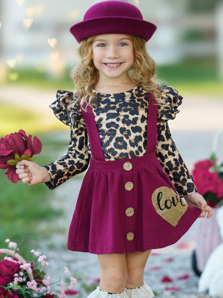 Burgundy Wild Love Suspender Skirt Set for wholesale on Faire