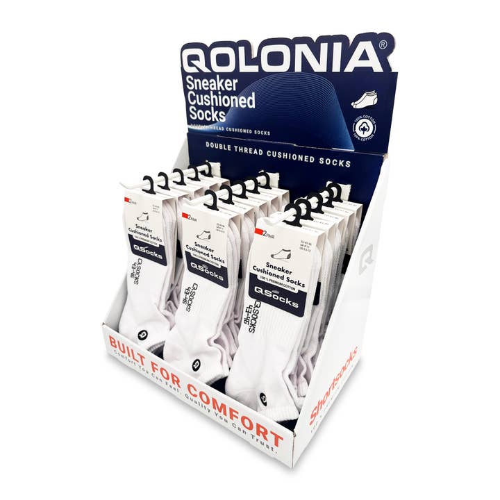 Chaussettes de sport unisexes | 30 paires + présentoir | Modèle 02 pour la vente par QOLONIA