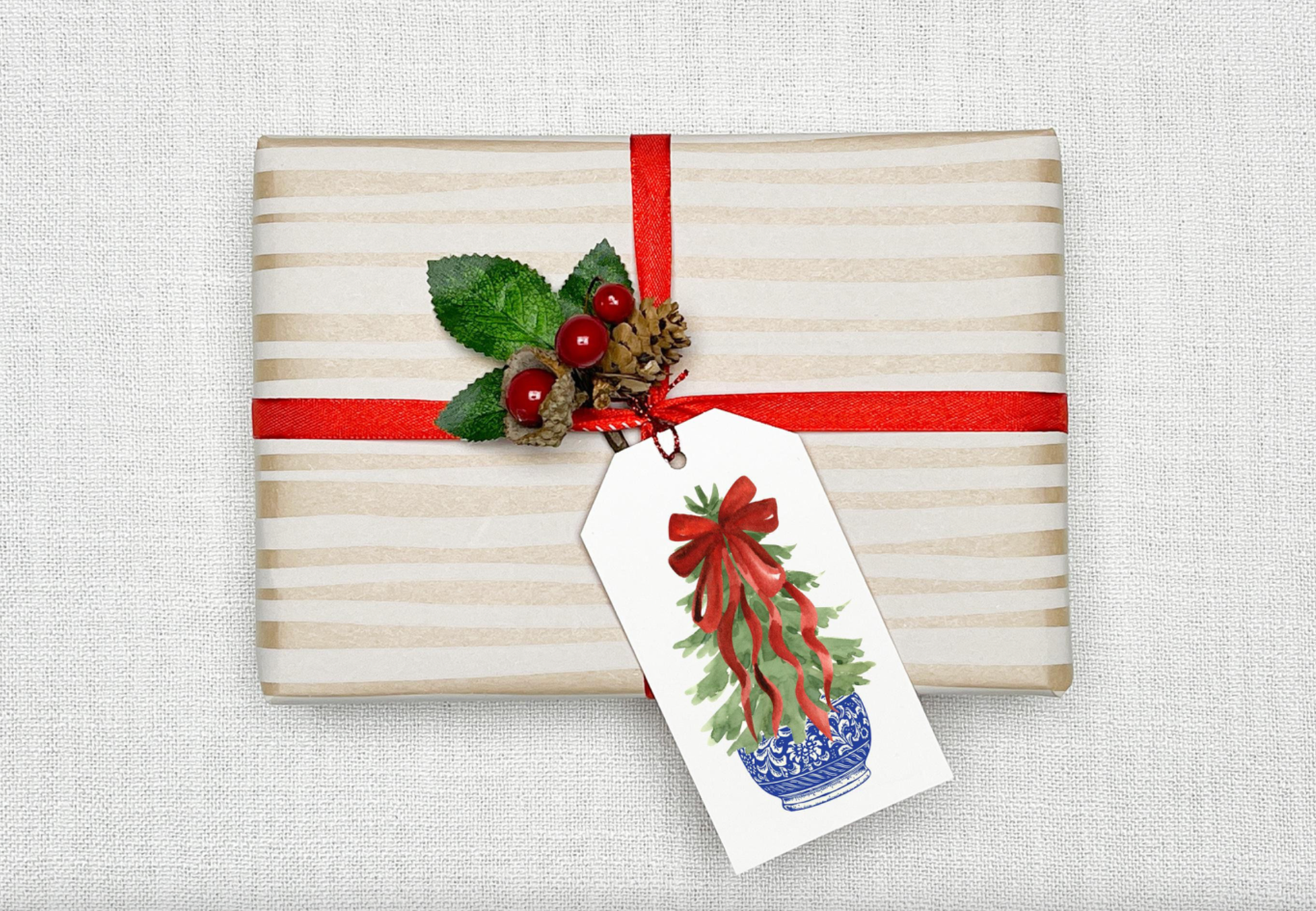Design Carolinas - Wholesale Gift Tag - Chinoiserie Topiary Tree Christmas Holiday Gift Tags4