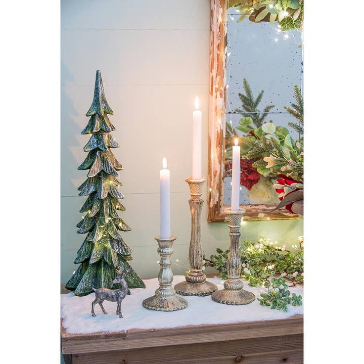 A&B Home Group Inc. - Wholesale Christmas Decoration - D4x9"H Burnt Mercury Glass Taper Candle Holder - Gold10