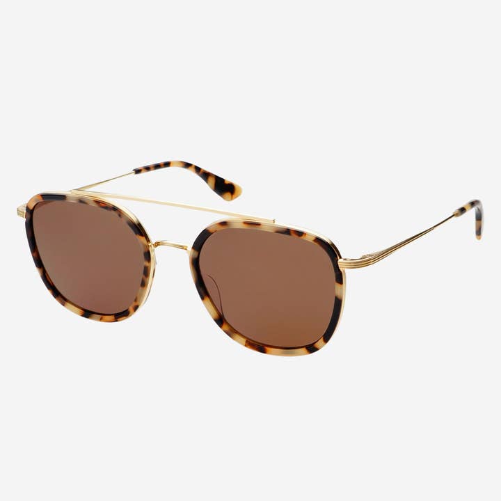 Milky Tortoise Brown Weston Acetate Round Unisex Sunglasses for wholesale on Faire