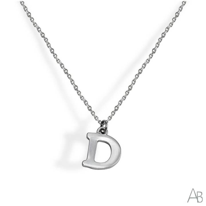 Argent Basic - Wholesale Pendant/Charm Necklace - LETTER D SILVER NECKLACE1