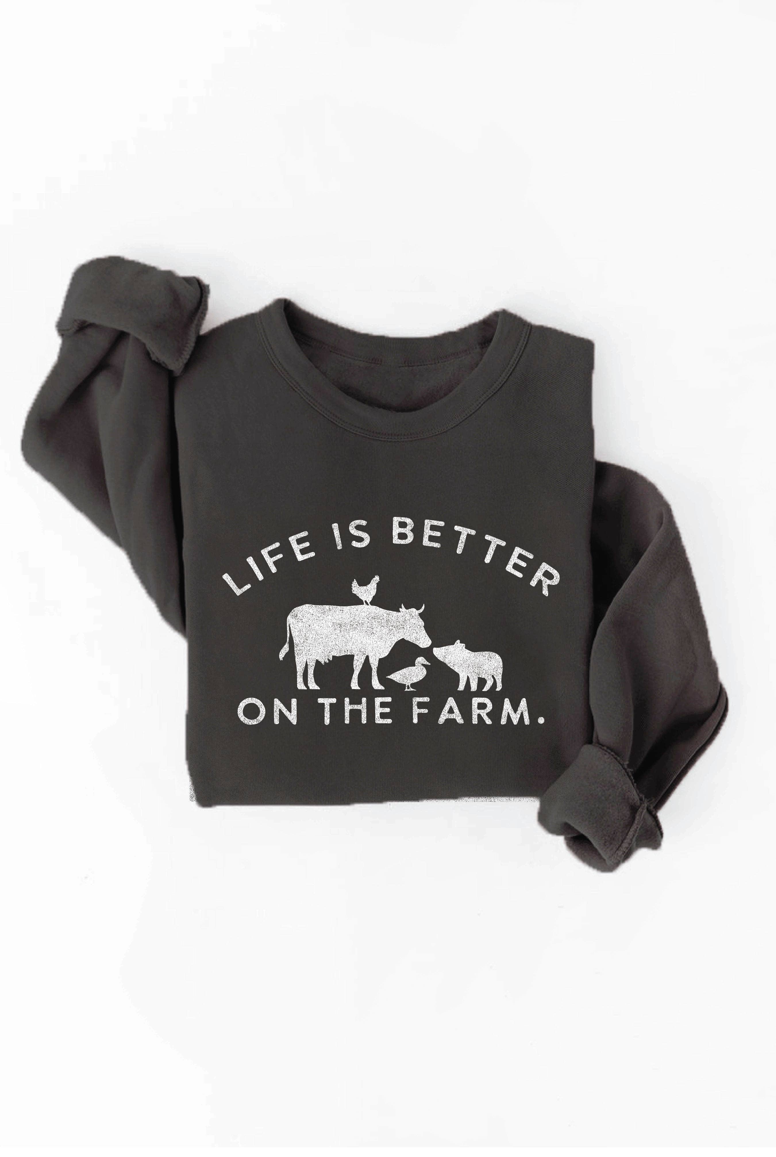 OAT COLLECTIVE - Wholesale Graphic Sweatshirt - Women's - LIFE IS BETTER ON THE FARM Graphic Sweatshirt2