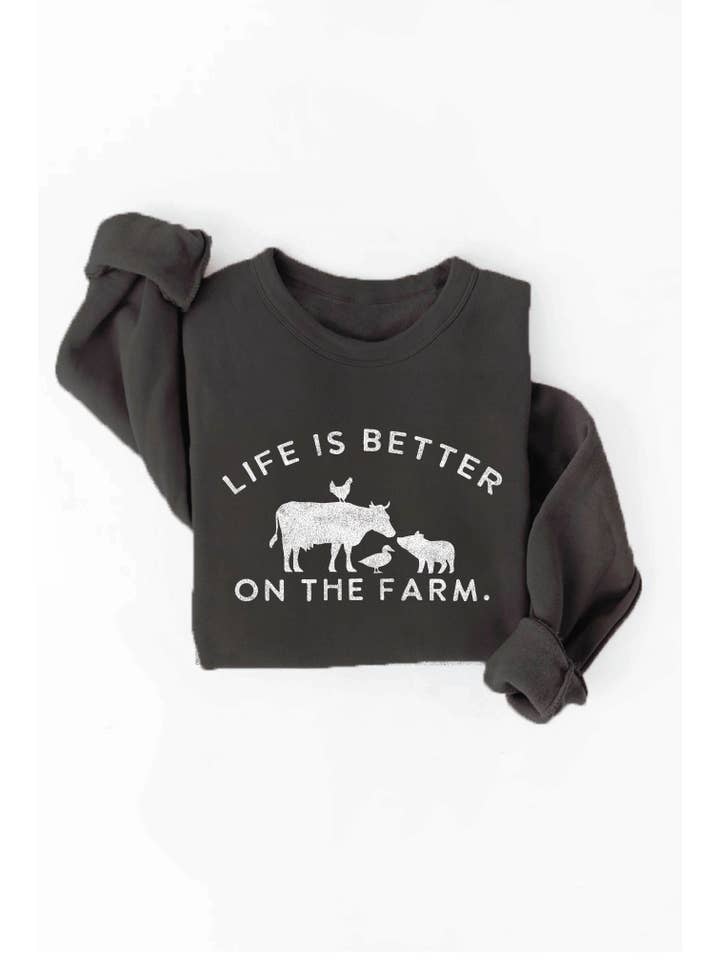 OAT COLLECTIVE - Wholesale Graphic Sweatshirt - Women's - LIFE IS BETTER ON THE FARM Graphic Sweatshirt2