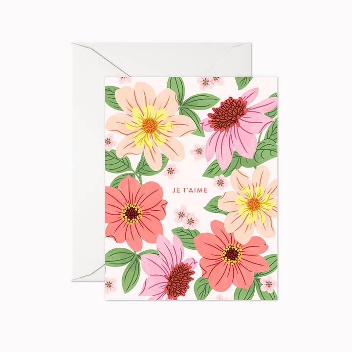 Je t'aime | French Greeting Card for wholesale by Linden Paper Co.