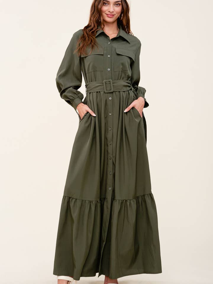 BELTED MAXI DRESS for wholesale by QMP Moda