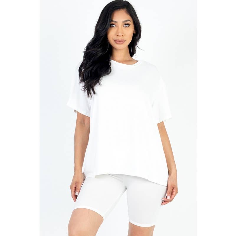 Paperdoll - Venta al por mayor Conjuntos de top y pantalón corto (NO para estar en casa) - Mujer - Conjunto de camiseta holgada de ajuste suelto y pantalones cortos de ciclismo13