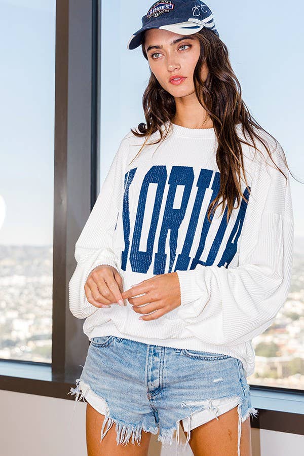 BUCKETLIST INC - Wholesale Graphic Sweatshirt - Women's - T1770B 'Florida' Comfy Oversize Graphic Sweatshirt, Gameday26