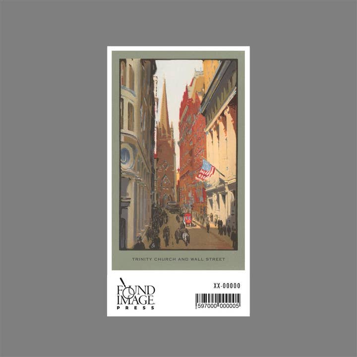 Found Image Press - Wholesale Sticker - Sticker NY-578 Painting of Trinity Church, Wall Street, New 1
