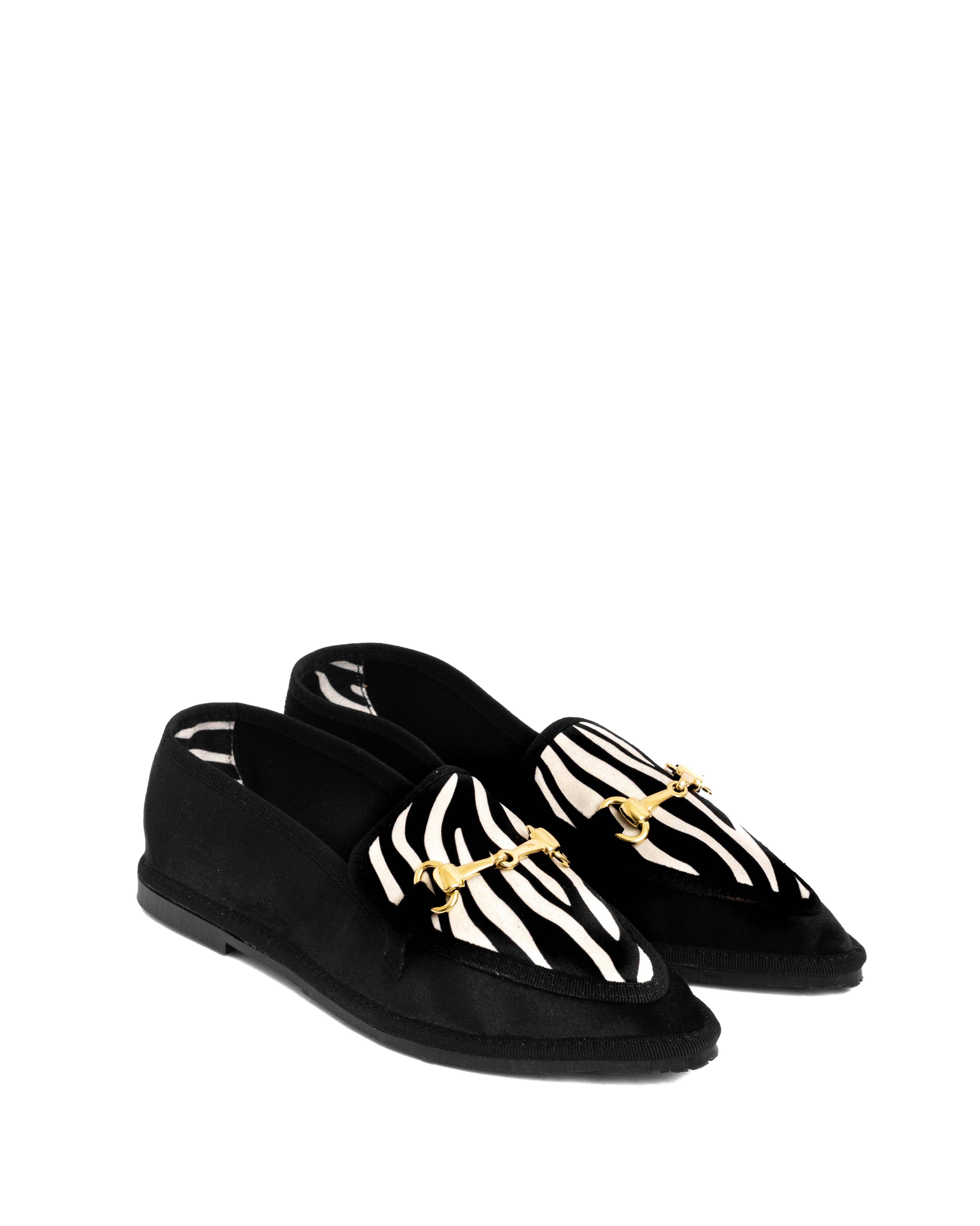 Colver – Engroshandel Flade sko - Dame – Rosy - italienske kvindesko i sort fløjl med zebra-print5