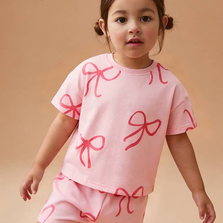 Conjunto de verano de dos piezas con estampado para niña linda para venta al por mayor de The Find Peaks