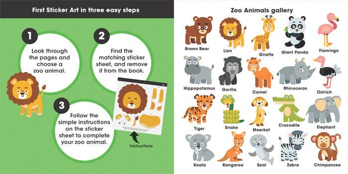 Sourcebooks - Wholesale Sticker - Kids & Baby - First Sticker Art: Zoo Animals (Create 20 Cute Zoo Animals!)1