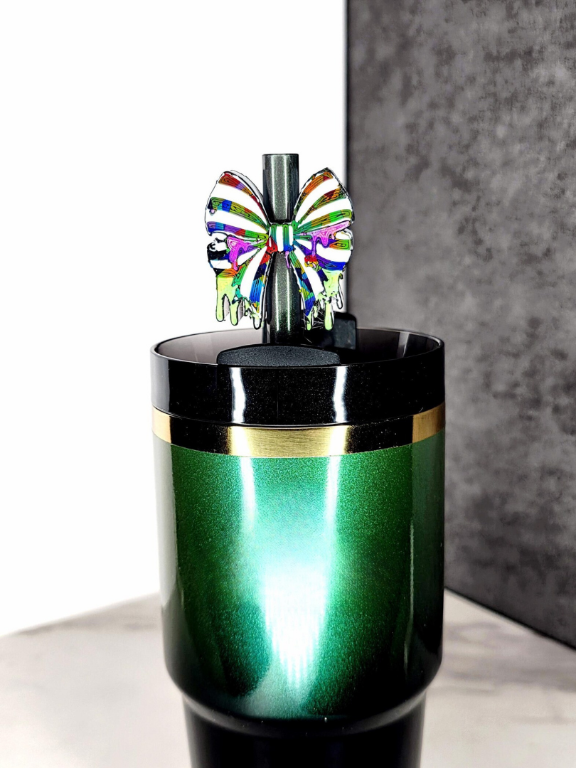 Agape Designs 3D - Wholesale Drinking Straw - Spooky Slime Bow Straw Topper – 3D Printed Halloween Charm0