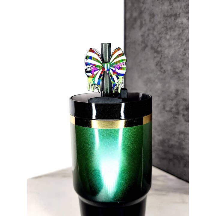 Agape Designs 3D - Wholesale Drinking Straw - Spooky Slime Bow Straw Topper – 3D Printed Halloween Charm