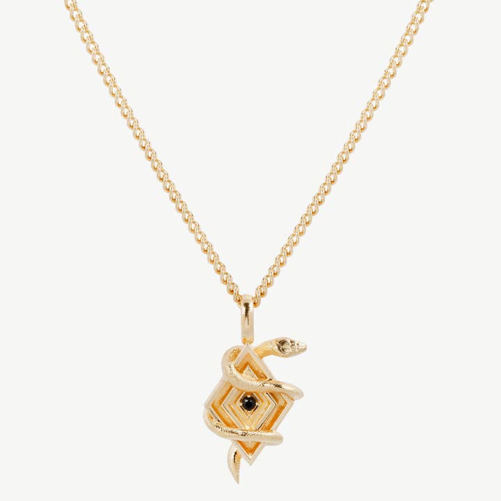 Sidewinder Necklace in Black Spinel/Gold for wholesale by Studio Grun