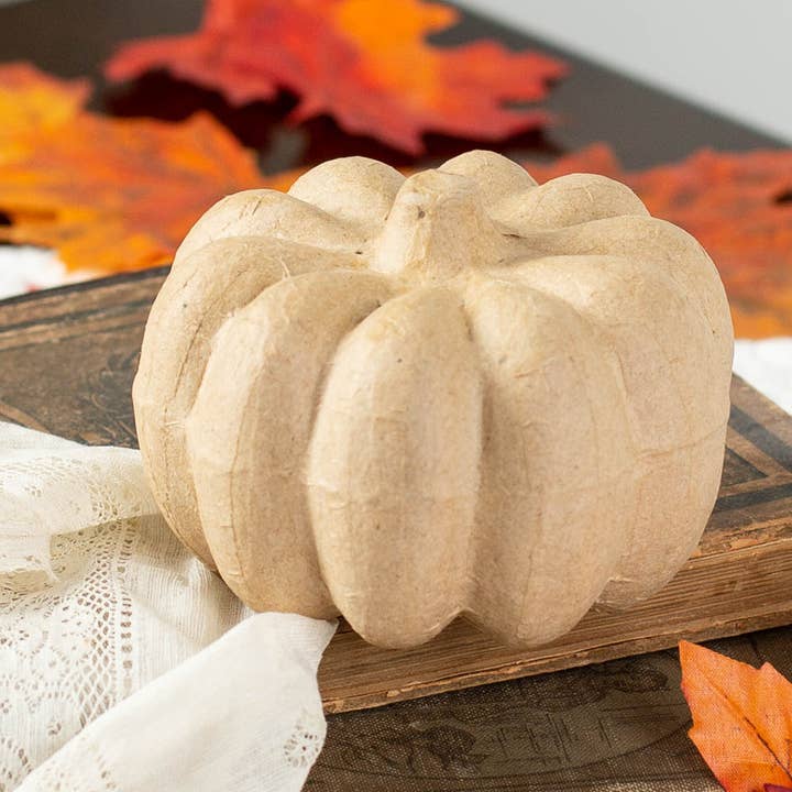 Paper Mache Pumpkin - 2-1/2" x 3-1/4" Dia.  for wholesale by Factory Direct Craft