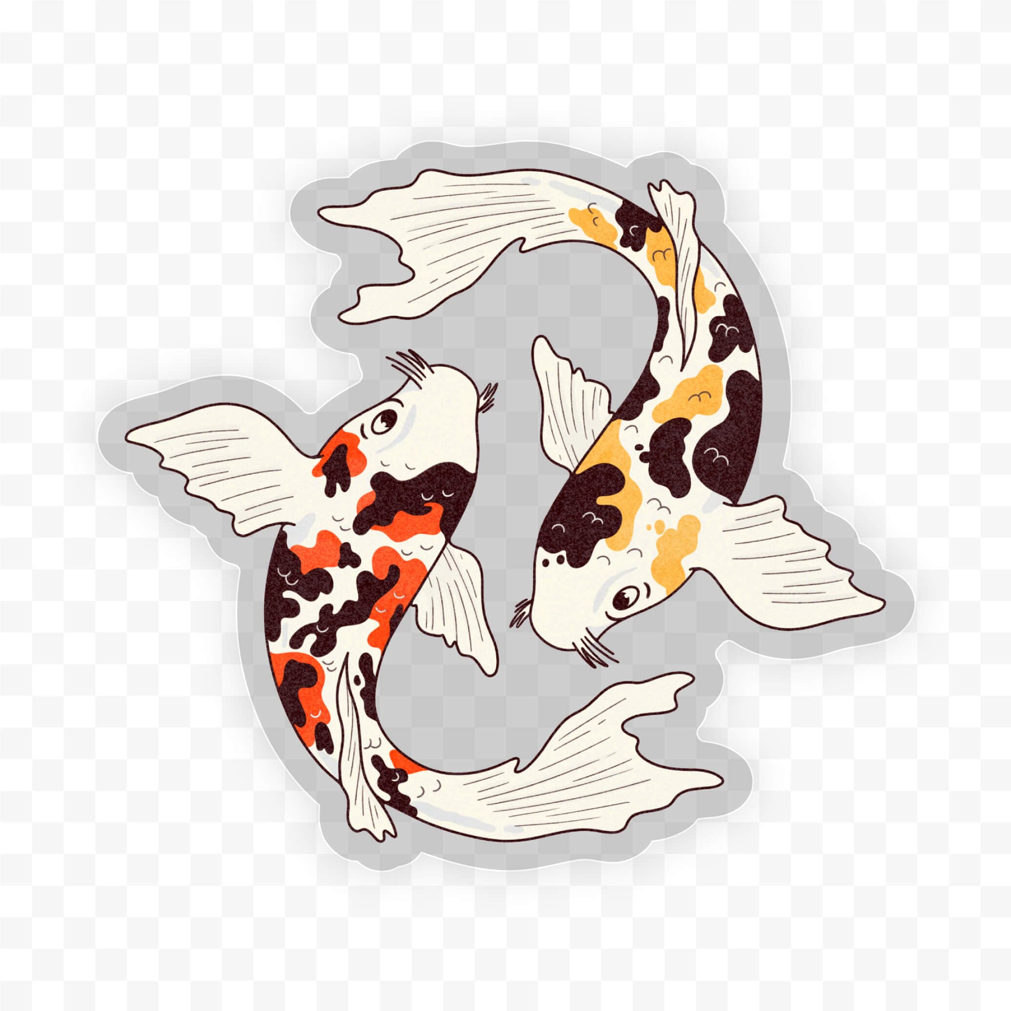 Big Moods - Wholesale Sticker - Koi fish yin & yang clear sticker