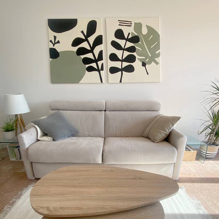 Creations Awol - Wholesale Art Print - Tropical Plant Art With Graphic Leaves: Canvas Art Print