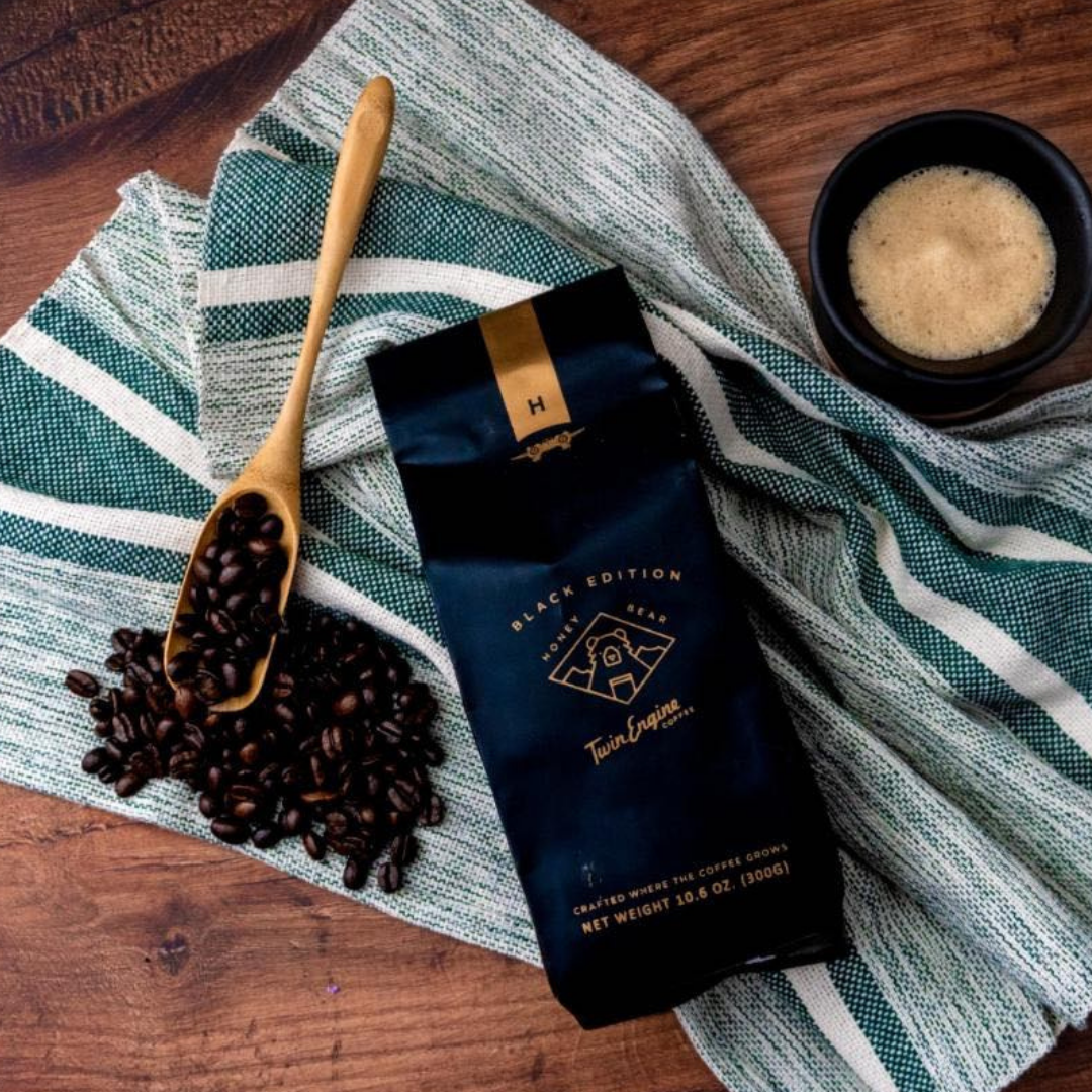 Twin Engine Coffee - Wholesale Ground Coffee - Honey Bear Black / GRD Organic Fair Trade Specialty Coffee3