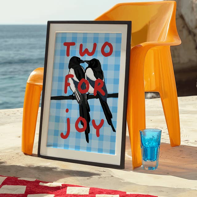 by Rosybum – wholesale Art print – Two For Joy - Magpie Good Luck Lucky Bird Print Art Poster1