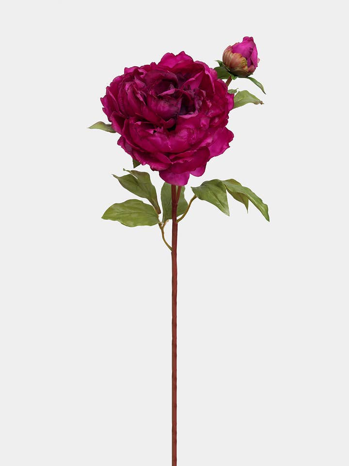Faux Burgundy Pink Peony 20" for wholesale by Prestige Botanicals