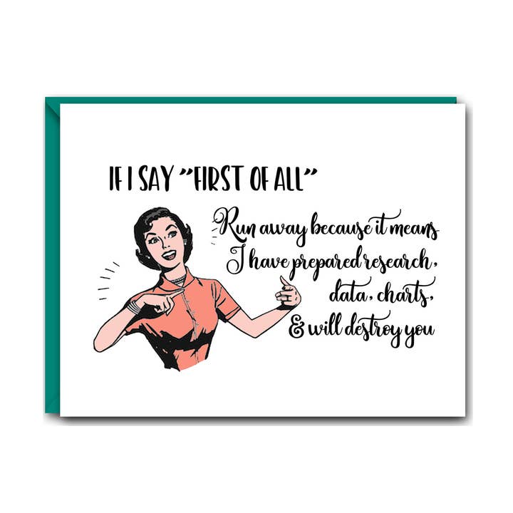 Witty Women Note Card - I Will Destroy You - Funny Greeting for wholesale by The Mad Padder