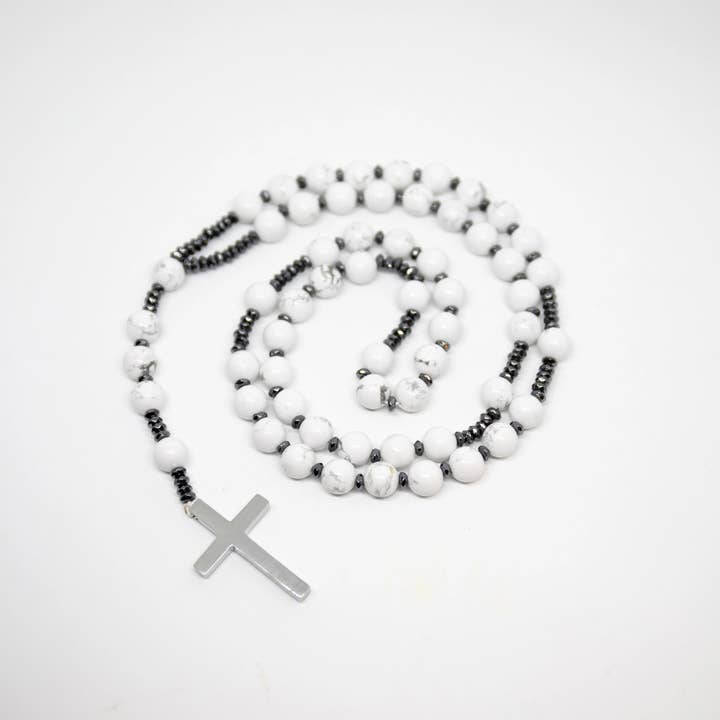 Namu Baru Inc. - Vente Collier de prière en perles - Chapelet en howlite - Perles de prière - 8 mm3