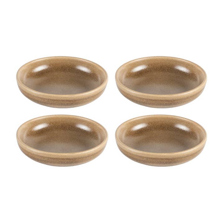 Terra Pott Durchmesser 4,25" Höhe: 1" 4 oz. Runde braune Porzellanschale (Set mit 4) für den Großhandel von TURGLA HOME