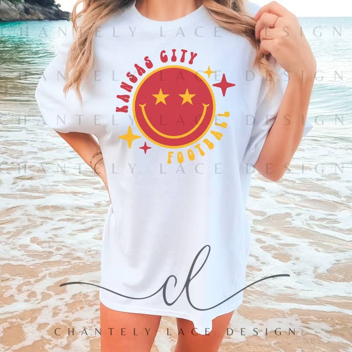 Couleurs de football Smile Groovy Comfort de Kansas City KC pour la vente par Chantely Lace