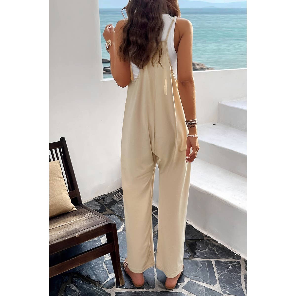 Supreme Fashion - Wholesale Jumpsuit - Women's - Pocketed Spaghetti Strap Loose Sleeveless Jumpsuit4