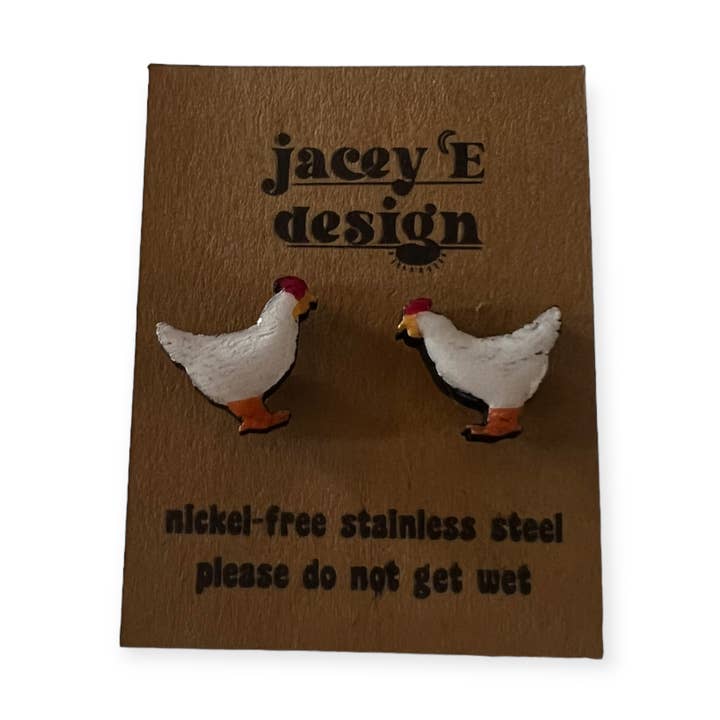 Spring Chickens Dainty Painted Studs for wholesale by Jacey e Design