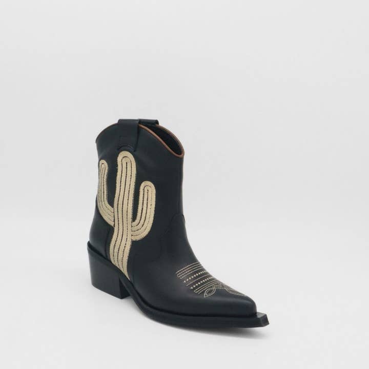 Schwarz Oasis Western Cowboy Damenstiefeletten aus schwarzem Leder für den Großhandel auf Faire3