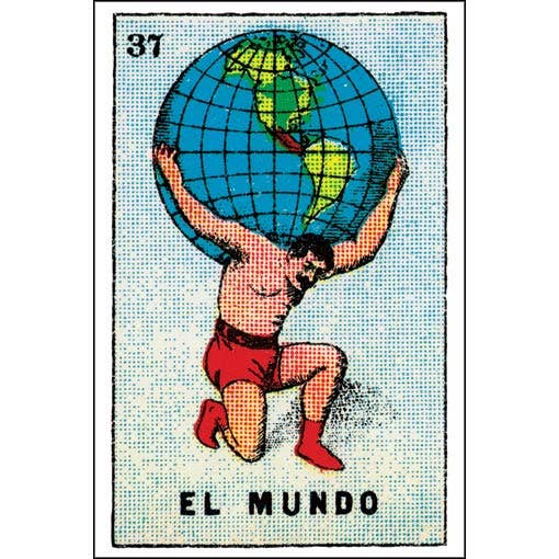 Postal. El Mundo. Mundo. Figuritas Mexicanas. Loteria por atacado de VisionWorks LLC