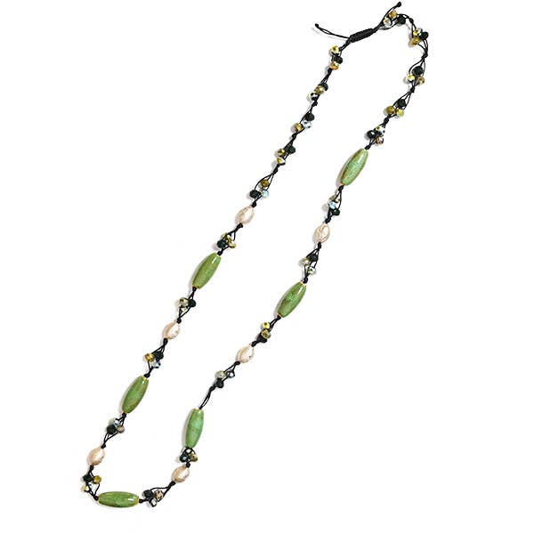 AMORINO SRL - Wholesale Beaded/Pearl Necklace - ADJUSTABLE STRING NECKLACE MADE OF CRYSTALS AND STONES - HZM24144A2753